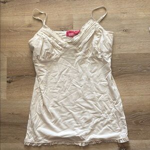 Vintage Cream corset style Camisole Top with ruffled bottom